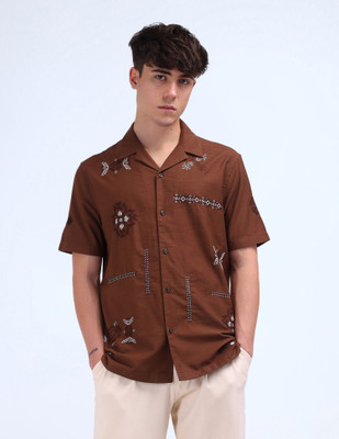 FLYING MACHINE Men Solid Casual Grey Shirt