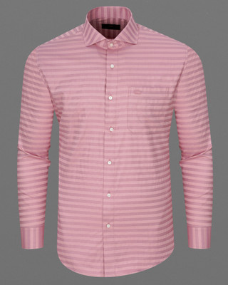 HOC Men Striped Casual Pink Shirt