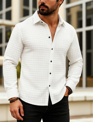 ZONANZA Men Solid Casual White Shirt
