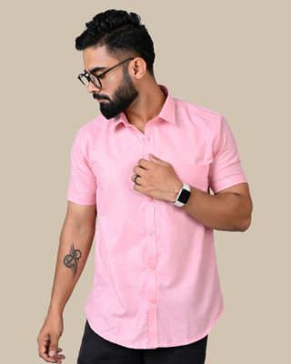 RENOUX Men Solid Casual Pink Shirt