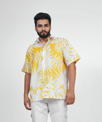 METRONAUT Men Floral Print Casual White, Yellow Shirt