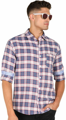 isuelfeb Men Solid Casual Blue, White Shirt