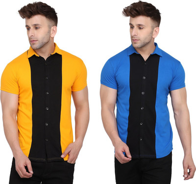 Blisstone Men Solid Casual Multicolor Shirt(Pack of 2)