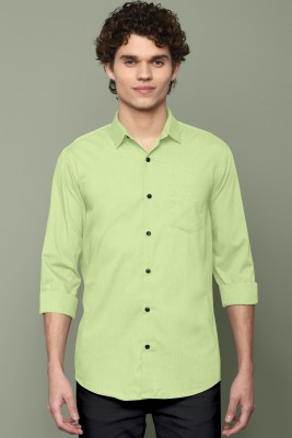 LizzNX Men Solid Casual Green, White Shirt