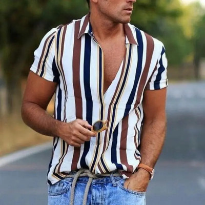 Solbiza Men Striped Casual Multicolor Shirt