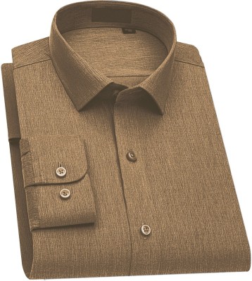 Varni Creation Men Self Design Casual Brown Shirt