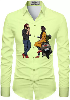 AviraEnterprise Men Graphic Print Casual Green Shirt