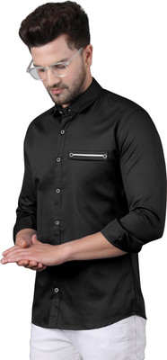 DHYAN ENTERPRISE Men Self Design Casual Black Shirt