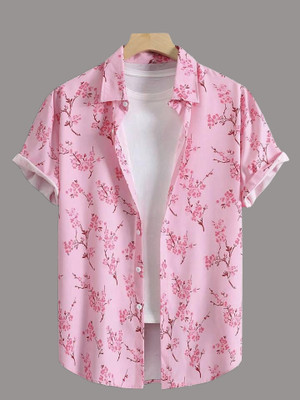 Billion Men Printed Casual Pink Shirt