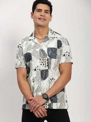 SHOWOFFFF Men Printed Casual Cream Shirt