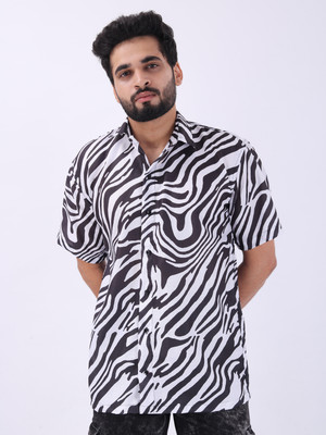 METRONAUT Men Printed Casual Black, White Shirt