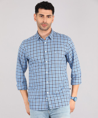 PARX Men Checkered Casual Blue Shirt