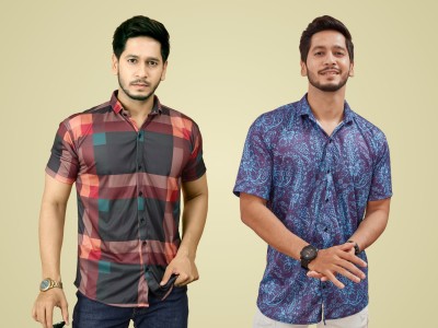 TEMUK Men Printed Casual Multicolor Shirt(Pack of 2)