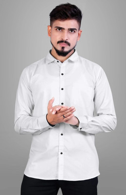 HOC Men Solid Casual White Shirt