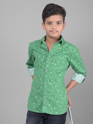 CRIMSOUNE CLUB Boys Printed Casual Green Shirt