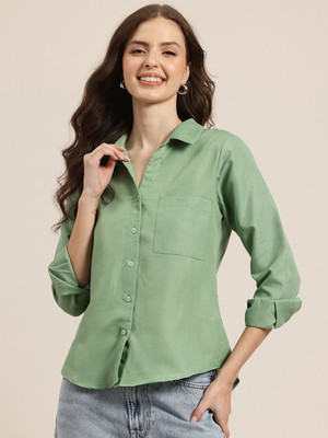 HERE&NOW Women Solid Casual Purple Shirt