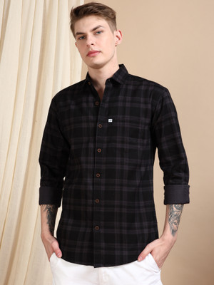 ALLWIN PAUL Men Checkered Casual Black, Brown Shirt