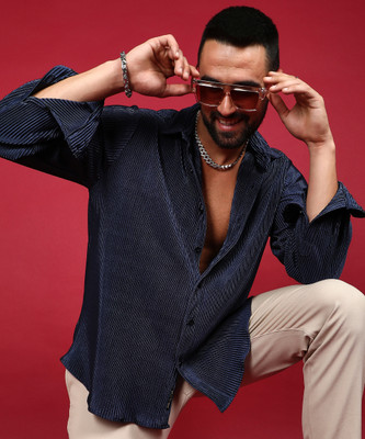 CAMPUS SUTRA Men Printed Casual Dark Blue Shirt