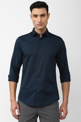 PETER ENGLAND Men Solid Casual Dark Blue Shirt