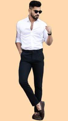 Vilantra Fashion Men Solid Casual White Shirt