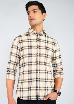 U.S. POLO ASSN. Men Checkered Casual Beige Shirt