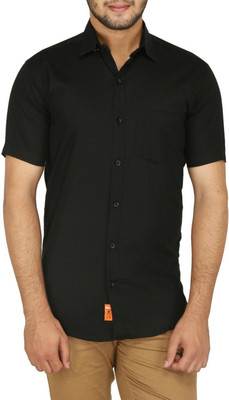BASE 41 Men Solid Casual Black Shirt