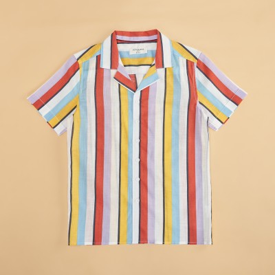 Pantaloons Junior Boys Striped Casual Light Blue Shirt