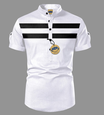 GAZZY CREATION Men Striped Casual White Shirt