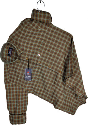 VK WINTER WEAR Men Checkered Casual Light Green, Brown, Dark Blue Shirt