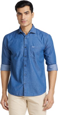 PARK AVENUE Men Self Design Casual Blue Shirt