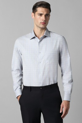 LOUIS PHILIPPE Men Checkered Formal White, Light Blue Shirt