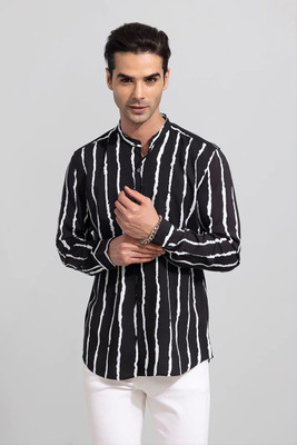 GCFAB Men Printed Casual White, Black Shirt
