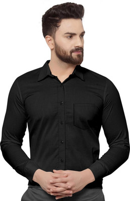 JessNX Men Solid Casual Black Shirt
