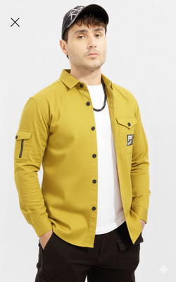 S-LINE Men Solid Casual Yellow Shirt