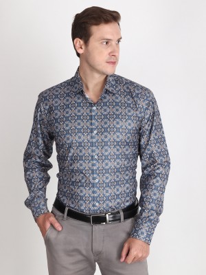 Appel Touch Men Printed Formal Blue Shirt