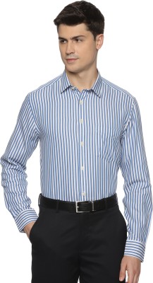 The Formal Club Men Striped Casual Blue, White Shirt