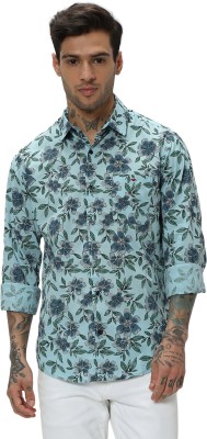 MUFTI Men Floral Print Casual Blue Shirt