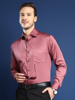 Hancock Men Solid Formal Purple Shirt