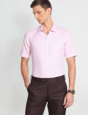 ARROW Men Self Design Formal Pink Shirt