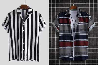 Solbiza Men Checkered Casual Black Shirt(Pack of 2)