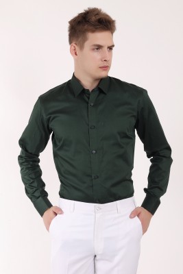 HOUSEOFRAMA Men Solid Formal Dark Green Shirt