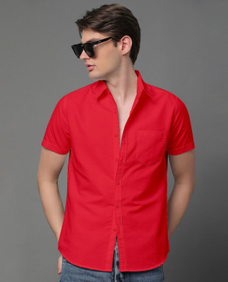 Voroxy Men Solid Casual Red Shirt