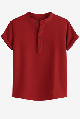 METRONAUT Men Solid Casual Maroon Shirt