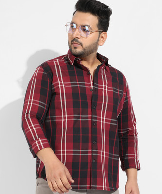 Instafab Plus Men Checkered Casual Red, Black Shirt