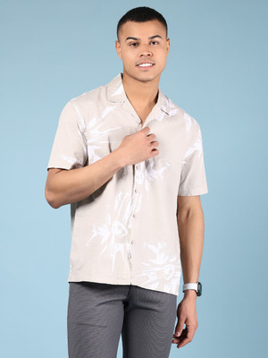 V-MART Men Printed Casual Beige Shirt