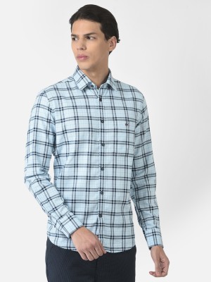 CRIMSOUNE CLUB Men Checkered Casual Light Blue Shirt