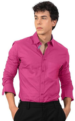 RAFSON Men Solid Formal Pink Shirt