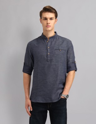 AD by Arvind Men Solid Casual Blue Shirt