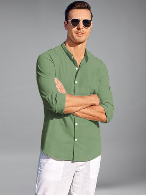 BHUVIKOO Men Solid Casual Light Green Shirt