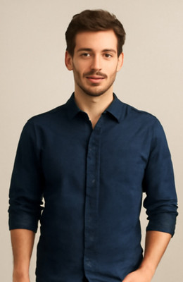 LooksStyle Men Solid Formal Dark Blue Shirt